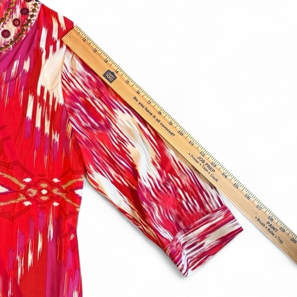 CHICO’S BEADED IKAT TUNIC WOMENS SIZE 1‎ - Picture 9 of 10